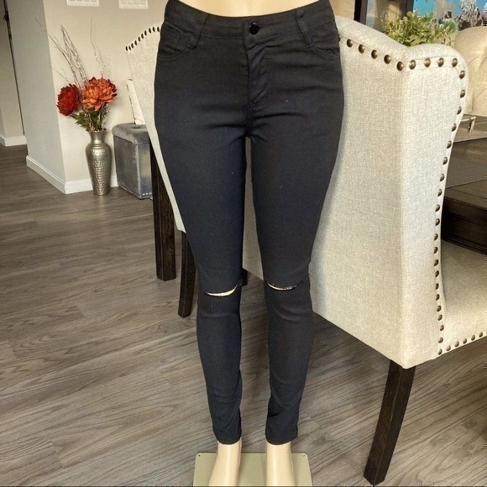 💋 Black skinny knee ripped destroyed distressed jeans Jegging NEW